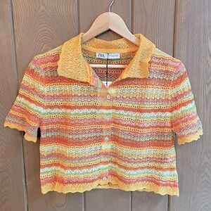 Zara Crochet Button Top
